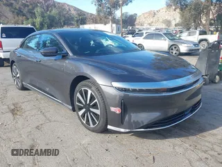 2024 Lucid Air Pure with VIN 50EA1PGA4RA004886, listed as a IAAI auction lot 41349451 with 4,165 mi miles. Bid and sale history available at carsss.com. Image 1.