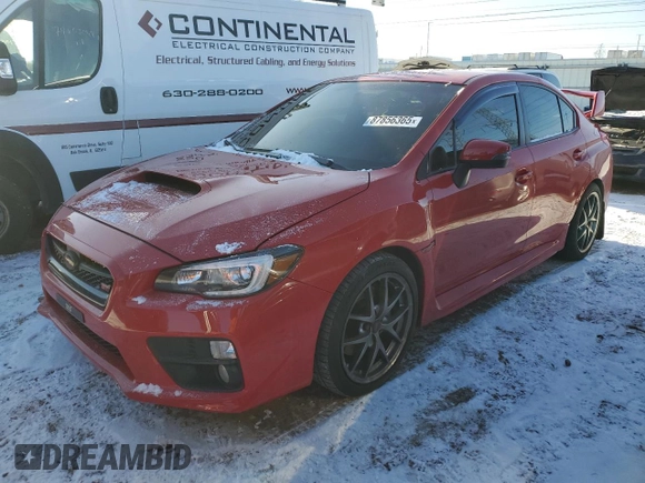 2017 Subaru WRX STI with VIN JF1VA2M67H9813782, listed as a Copart auction lot 87856365 with 91,158 mi miles and Salvage Title. Bid and sale history available at carsss.com. Image 1.