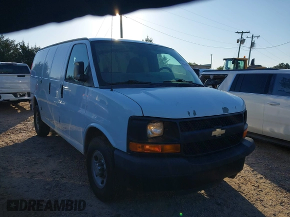2012 Chevrolet Express Cargo Van with VIN 1GCWGFFA1C1147791, listed as a IAAI auction lot 41993608 with 206,853 mi miles. Bid and sale history available at carsss.com. Image 1.