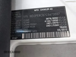 2012 Mercedes-Benz Sprinter Cargo with VIN WD3PE8CB7C5673557, listed as a IAAI auction lot 42044315 with Not Provided miles. Bid and sale history available at carsss.com. Image 9.