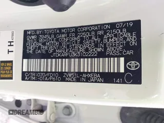 2019 Toyota Prius L Eco z VIN JTDKARFU3K3102222, wystawiony jako IAAI lot #42291403 z przebiegiem 27 669 mil mil oraz . Historia ofert i sprzedaży dostępna na DreamBid. Obrazek 9.