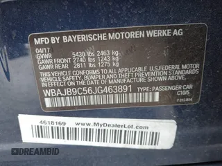2018 BMW 5 Series M550i xDrive with VIN WBAJB9C56JG463891, listed as a IAAI auction lot 41731556 with 104,860 mi miles. Bid and sale history available at carsss.com. Image 9.