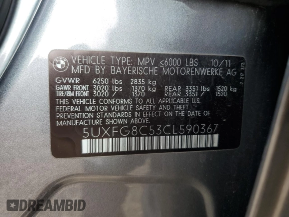 2012 BMW X6 50i z VIN 5UXFG8C53CL590367, wystawiony jako Copart lot #86650664 z przebiegiem Nie podano mil oraz Szkoda całkowita • Salvage title. Historia ofert i sprzedaży dostępna na DreamBid. Obrazek 15.