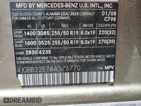 2008 Mercedes-Benz M 320 CDI с VIN 4JGBB22E78A376770, выставлен на аукционе Copart как лот 41861435 с пробегом 170 246 миль миль и Чистый • Clean title. История ставок и продаж доступна на DreamBid. Изображение 13.