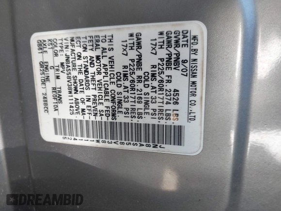 2008 Nissan Rogue SL with VIN JN8AS58V38W111425, listed as a IAAI auction lot 42041496 with 208,150 mi miles and . Bid and sale history available at DreamBid. Image 9.