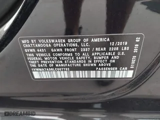 2020 Volkswagen Passat 2.0T R-Line with VIN 1VWMA7A38LC007732, listed as a IAAI auction lot 41705665 with 67,000 mi miles. Bid and sale history available at carsss.com. Image 9.