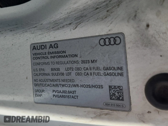 2023 Audi Q3 S line Premium with VIN WA1DECF34P1106228, listed as a IAAI auction lot 42734425 with 52,167 mi miles and . Bid and sale history available at DreamBid. Image 37.