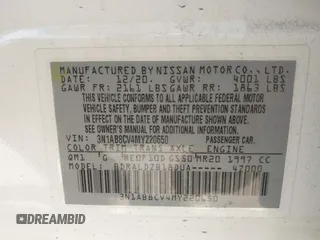2021 Nissan Sentra SV with VIN 3N1AB8CV4MY220650, listed as a IAAI auction lot 41383290 with 87,547 mi miles and . Bid and sale history available at DreamBid. Image 9.