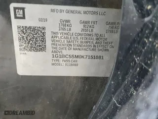 2019 Chevrolet Cruze LS with VIN 1G1BC5SM0K7151081, listed as a Copart auction lot 49641695 with 88,141 mi miles and Salvage Title. Bid and sale history available at carsss.com. Image 13.