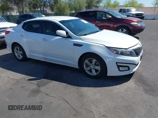 2015 Kia Optima LX with VIN KNAGM4A75F5659092, listed as a IAAI auction lot 42048013 with 191,446 mi miles. Bid and sale history available at carsss.com. Image 1.
