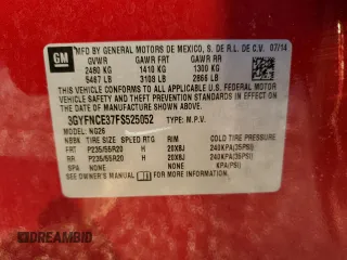 2015 Cadillac SRX Performance Collection z VIN 3GYFNCE37FS525052, wystawiony jako Copart lot #50101105 z przebiegiem 138 471 mil mil oraz Szkoda całkowita • Salvage title. Historia ofert i sprzedaży dostępna na DreamBid. Obrazek 14.