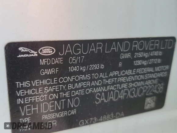 2018 Jaguar XE 25t Premium with VIN SAJAD4FX3JCP22438, listed as a Copart auction lot 73359084 with 95,808 mi miles and Clean Title. Bid and sale history available at carsss.com. Image 12.