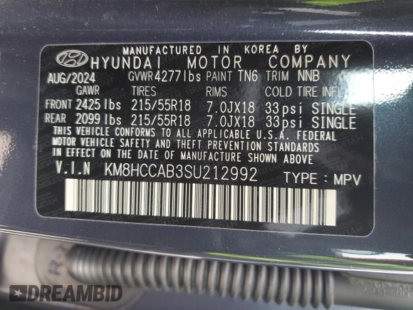 2025 Hyundai Kona SEL Convenience with VIN KM8HCCAB3SU212992, listed as a Copart auction lot 46318485 with 4,050 mi miles and Salvage Title. Bid and sale history available at DreamBid. Image 12.