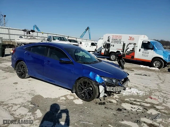 2019 Honda Civic Sedan Sport with VIN 19XFC2F84KE018814, listed as a Copart auction lot 42497335 with 45,565 mi miles and Salvage Title. Bid and sale history available at carsss.com. Image 10.