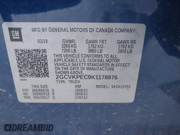 2019 Chevrolet Silverado 1500 LT with VIN 2GCVKPEC9K1178976, listed as a IAAI auction lot 40654696 with 23,603 mi miles and . Bid and sale history available at DreamBid. Image 9.