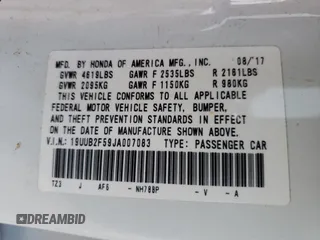 2018 Acura TLX w/Technology Pkg with VIN 19UUB2F59JA007083, listed as a Copart auction lot 47196053 with 61,310 mi miles. Bid and sale history available at carsss.com. Image 12.