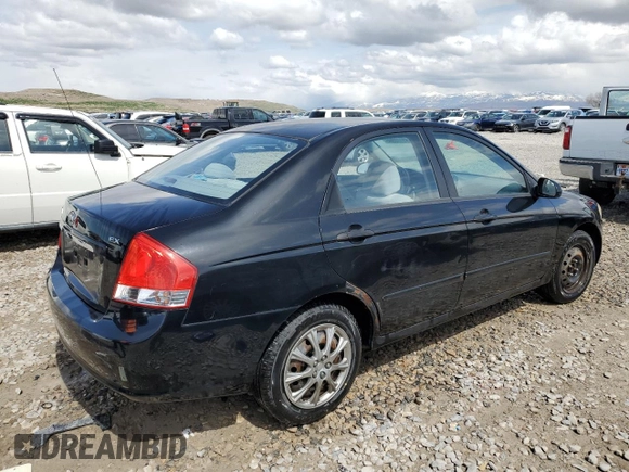 2009 Kia Spectra EX with VIN KNAFE222795620430, listed as a Copart auction lot 51170895 with 172,719 mi miles and Salvage Title. Bid and sale history available at carsss.com. Image 3.