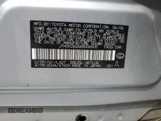 2006 Lexus IS 250 with VIN JTHCK262665006505, listed as a Copart auction lot 51923245 with Not Provided miles and Salvage Title. Bid and sale history available at DreamBid. Image 12.