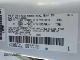 2018 Toyota Tundra 2WD SR5 with VIN 5TFEY5F12JX233799, listed as a Copart auction lot 82091024 with 105,972 mi miles and Non Repairable. Bid and sale history available at carsss.com. Image 14.