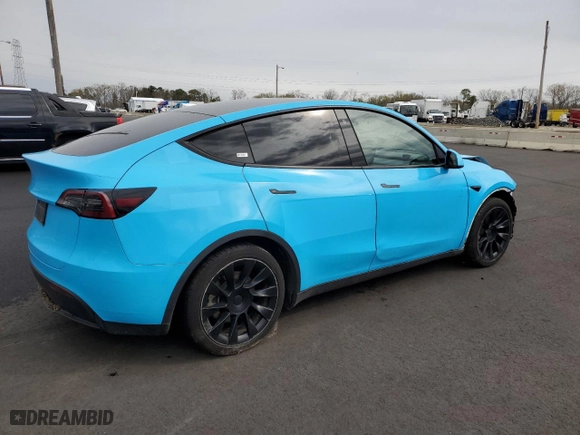 2021 Tesla Model Y Long Range with VIN 5YJYGAEE9MF191031, listed as a Copart auction lot 52014195 with 105,534 mi miles and Clean Title. Bid and sale history available at carsss.com. Image 3.