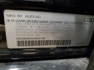 2020 Audi A8 L with VIN WAU8EAF80LN003136, listed as a Copart auction lot 75934923 with 28,331 mi miles. Bid and sale history available at carsss.com. Image 13.