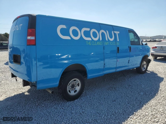 2021 GMC Savana Cargo Van with VIN 1GTW7BFP8M1153165, listed as a Copart auction lot 77533494 with 0 mi miles and Clean Title. Bid and sale history available at carsss.com. Image 3.