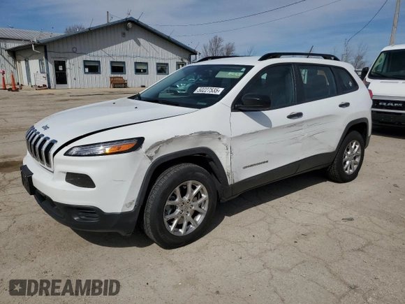 2015 Jeep Cherokee Sport with VIN 1C4PJMAB3FW647906, listed as a Copart auction lot 50227535 with 110,097 mi miles and Salvage Title. Bid and sale history available at carsss.com. Image 1.