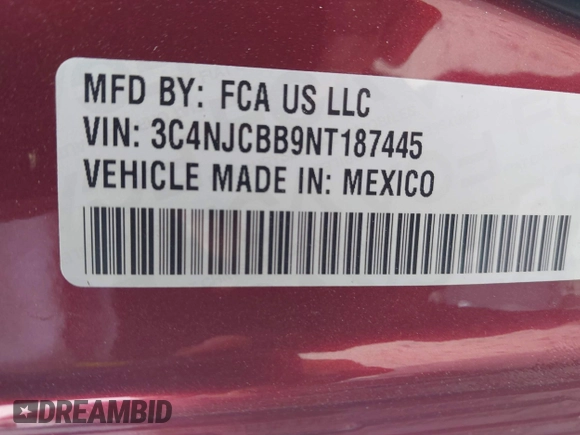 2022 Jeep Compass Altitude with VIN 3C4NJCBB9NT187445, listed as a IAAI auction lot 42090981 with 37,168 mi miles and . Bid and sale history available at DreamBid. Image 9.