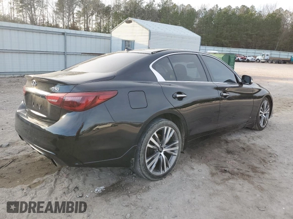 2021 Infiniti Q50 Signature Edition with VIN JN1EV7CP7MM700575, listed as a Copart auction lot 87163414 with 92,864 mi miles and Salvage title. Bid and sale history available at DreamBid. Image 3.