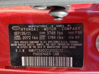 2012 Hyundai Veloster w/Black Int с VIN KMHTC6AD2CU033213, выставлен на аукционе Copart как лот 52168112 с пробегом 85 929 миль миль и На запчасти • Non repairable. История ставок и продаж доступна на DreamBid. Изображение 10.