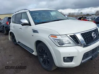 2019 Nissan Armada Platinum with VIN JN8AY2NE8K9757454, listed as a IAAI auction lot 37941190 with 43,549 mi miles. Bid and sale history available at carsss.com. Image 1.