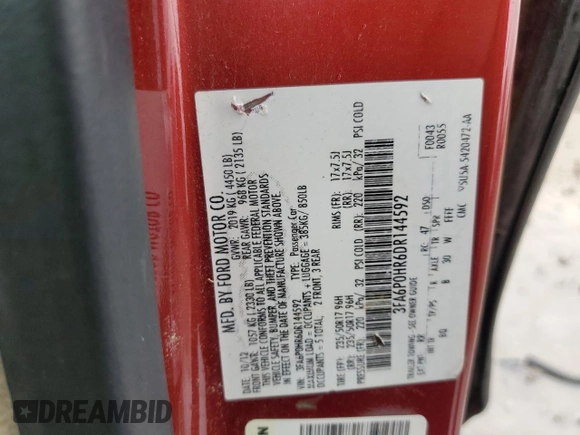 2013 Ford Fusion SE with VIN 3FA6P0HR6DR144592, listed as a Copart auction lot 56489455 with 133,611 mi miles and Non repairable. Bid and sale history available at DreamBid. Image 13.