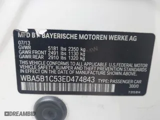 2014 BMW 5 Series 535i with VIN WBA5B1C53ED474843, listed as a IAAI auction lot 41779578 with 126,998 mi miles. Bid and sale history available at carsss.com. Image 9.