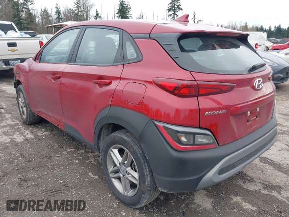 2022 Hyundai Kona SE with VIN KM8K2CAB0NU868211, listed as a IAAI auction lot 41901790 with 37,589 mi miles. Bid and sale history available at carsss.com. Image 3.