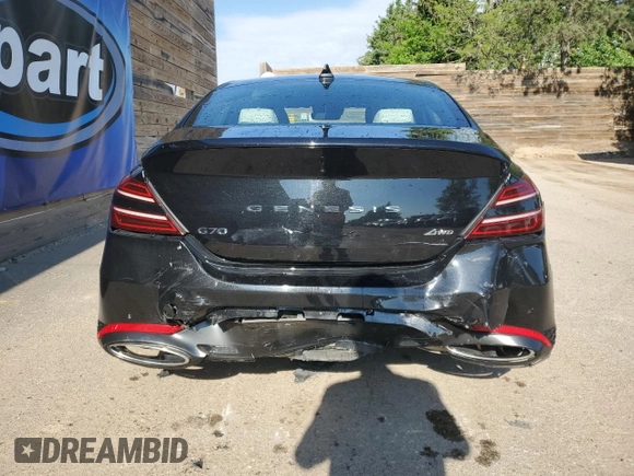 2024 Genesis G70 2.5T with VIN KMTG34SC4RU143352, listed as a Copart auction lot 56943305 with 20,316 mi miles and Clean title. Bid and sale history available at DreamBid. Image 6.