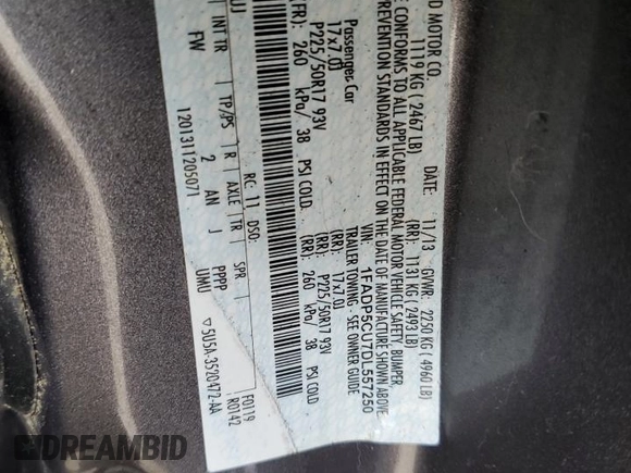 2013 Ford C-Max Energi SEL with VIN 1FADP5CU7DL557250, listed as a Copart auction lot 59852894 with 121,428 mi miles and Salvage Title. Bid and sale history available at carsss.com. Image 12.