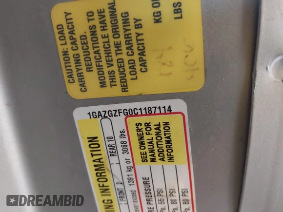 2012 Chevrolet Express Passenger LS с VIN 1GAZGZFG0C1187114, выставлен на аукционе IAAI как лот 42462288 с пробегом 293 657 миль миль и . История ставок и продаж доступна на DreamBid. Изображение 9.