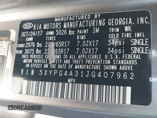 2018 Kia Sorento LX with VIN 5XYPG4A31JG407962, listed as a IAAI auction lot 41774715 with 155,338 mi miles. Bid and sale history available at carsss.com. Image 9.