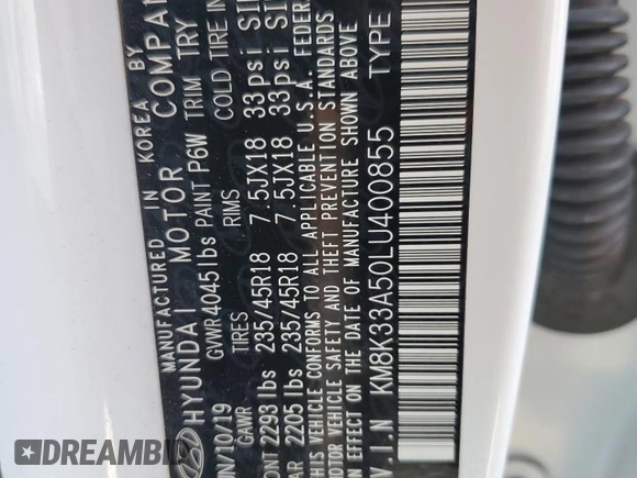 2020 Hyundai Kona Limited with VIN KM8K33A50LU400855, listed as a Copart auction lot 50623245 with 51,058 mi miles and Salvage Title. Bid and sale history available at carsss.com. Image 13.