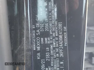 2021 Kia Forte FE with VIN 3KPF24ADXME412081, listed as a Copart auction lot 41478885 with 35,978 mi miles and Salvage Title. Bid and sale history available at carsss.com. Image 12.