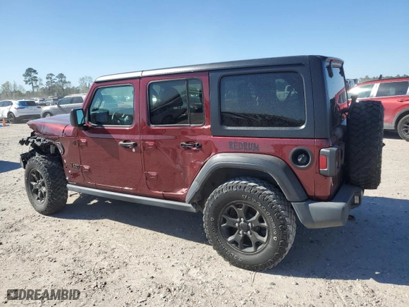2021 Jeep Wrangler Unlimited Willys with VIN 1C4HJXDG4MW734322, listed as a Copart auction lot 50155775 with 45,963 mi miles and Salvage Title. Bid and sale history available at carsss.com. Image 2.