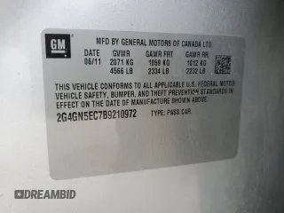 2011 Buick Regal CXL RL1 with VIN 2G4GN5EC7B9210972, listed as a Copart auction lot 52382045 with 136,630 mi miles and Clean title. Bid and sale history available at DreamBid. Image 12.