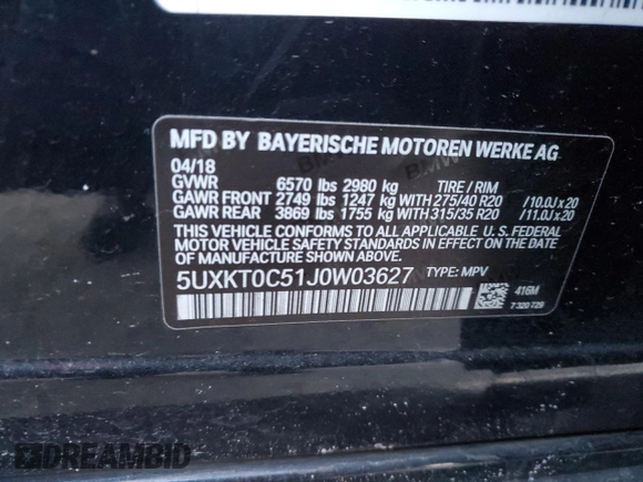 2018 BMW X5 xDrive40e iPerformance with VIN 5UXKT0C51J0W03627, listed as a Copart auction lot 41774615 with 63,419 mi miles and Salvage Title. Bid and sale history available at carsss.com. Image 13.