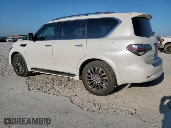 2015 Infiniti QX80 with VIN JN8AZ2NE9F9083611, listed as a Copart auction lot 53046305 with 143,167 mi miles and Salvage title. Bid and sale history available at DreamBid. Image 2.