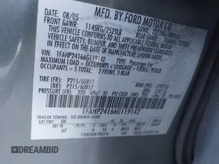 2006 Ford Five Hundred SEL с VIN 1FAHP24166G119142, выставлен на аукционе IAAI как лот 41100131 с пробегом Не указан миль и . История ставок и продаж доступна на DreamBid. Изображение 9.