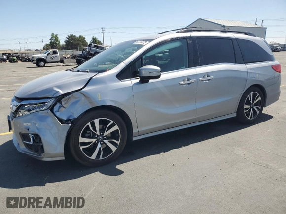 2018 Honda Odyssey Elite with VIN 5FNRL6H90JB062506, listed as a Copart auction lot 60336075 with 44,667 mi miles and Salvage title. Bid and sale history available at DreamBid. Image 1.