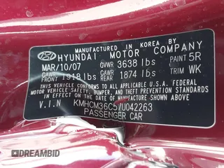 2007 Hyundai Accent GS with VIN KMHCM36C57U042263, listed as a IAAI auction lot 41688785 with 65,176 mi miles. Bid and sale history available at carsss.com. Image 9.