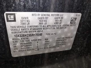 2016 GMC Yukon SLT with VIN 1GKS2BKC9GR176948, listed as a IAAI auction lot 41361221 with 125,178 mi miles. Bid and sale history available at carsss.com. Image 9.