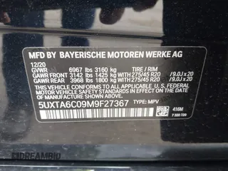 2021 BMW X5 xDrive45e with VIN 5UXTA6C09M9F27367, listed as a IAAI auction lot 42340309 with 52,881 mi miles and . Bid and sale history available at DreamBid. Image 9.