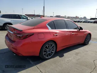 2020 Infiniti Q50 Red Sport 400 with VIN JN1FV7AP3LM630210, listed as a Copart auction lot 41796535 with 54,587 mi miles and Salvage title. Bid and sale history available at DreamBid. Image 3.